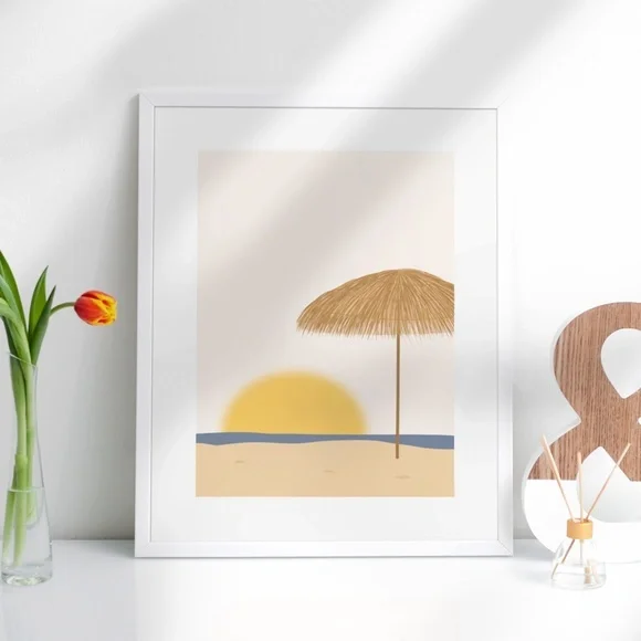 Wall Art Abstract Summer Sunset Print Poster Illustration Unframed - Picture 2 of 4